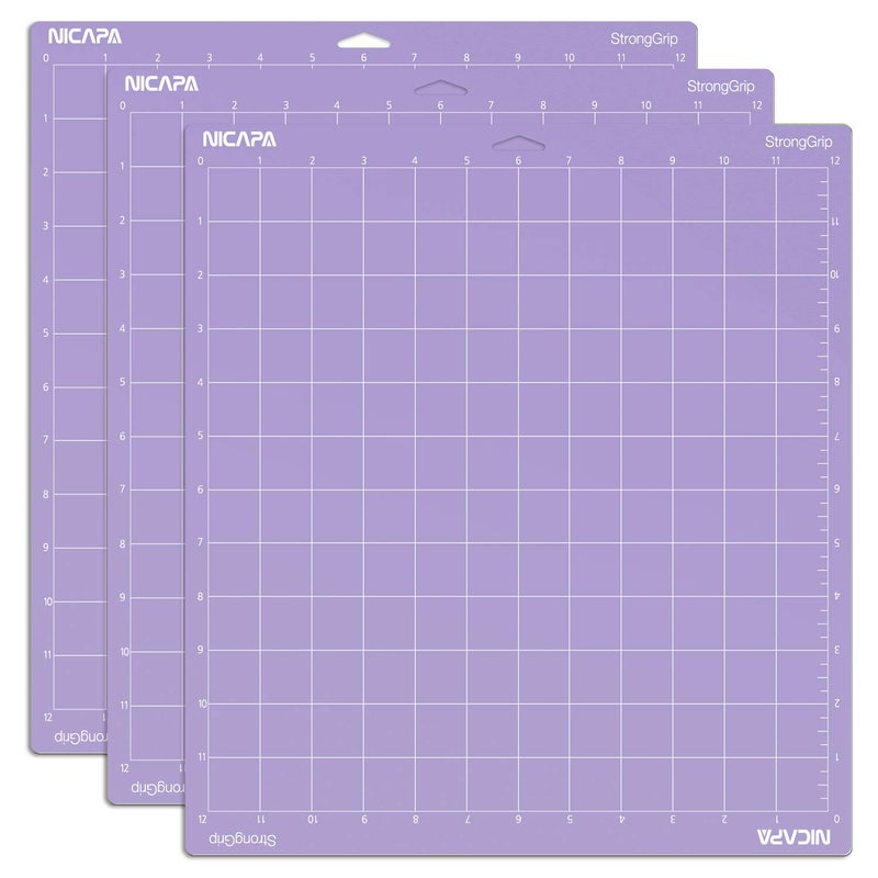 Nicapa Strong Grip Cutting Mat for Cricut Maker 3/Maker/Explore 3/Air 2/Air/One (12x12 inch,3 Mats) Strong Adhesive Sticky Purple Quilting Replacement Cut Mats - Image 1